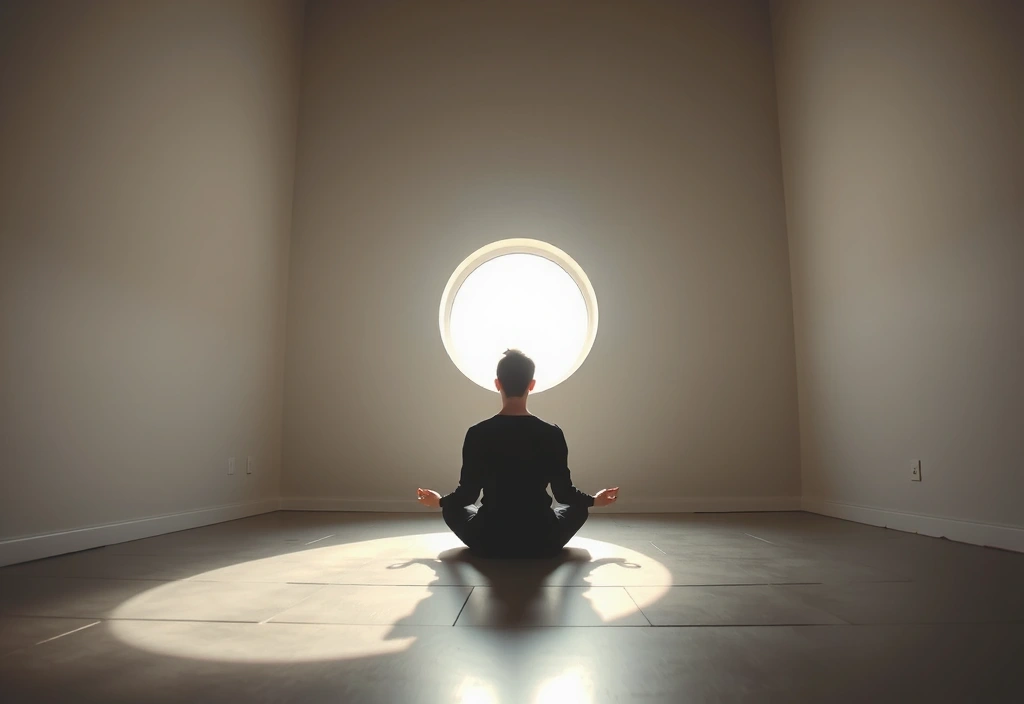 A person meditating peacefully with a soft glow, symbolizing privacy and tranquility